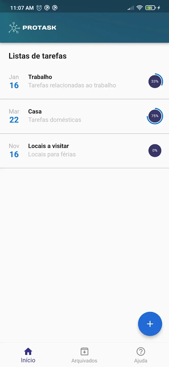 ProTask — listas de tarefas
